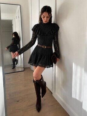 Zara Black Lace Mini Dress Size XS (y)